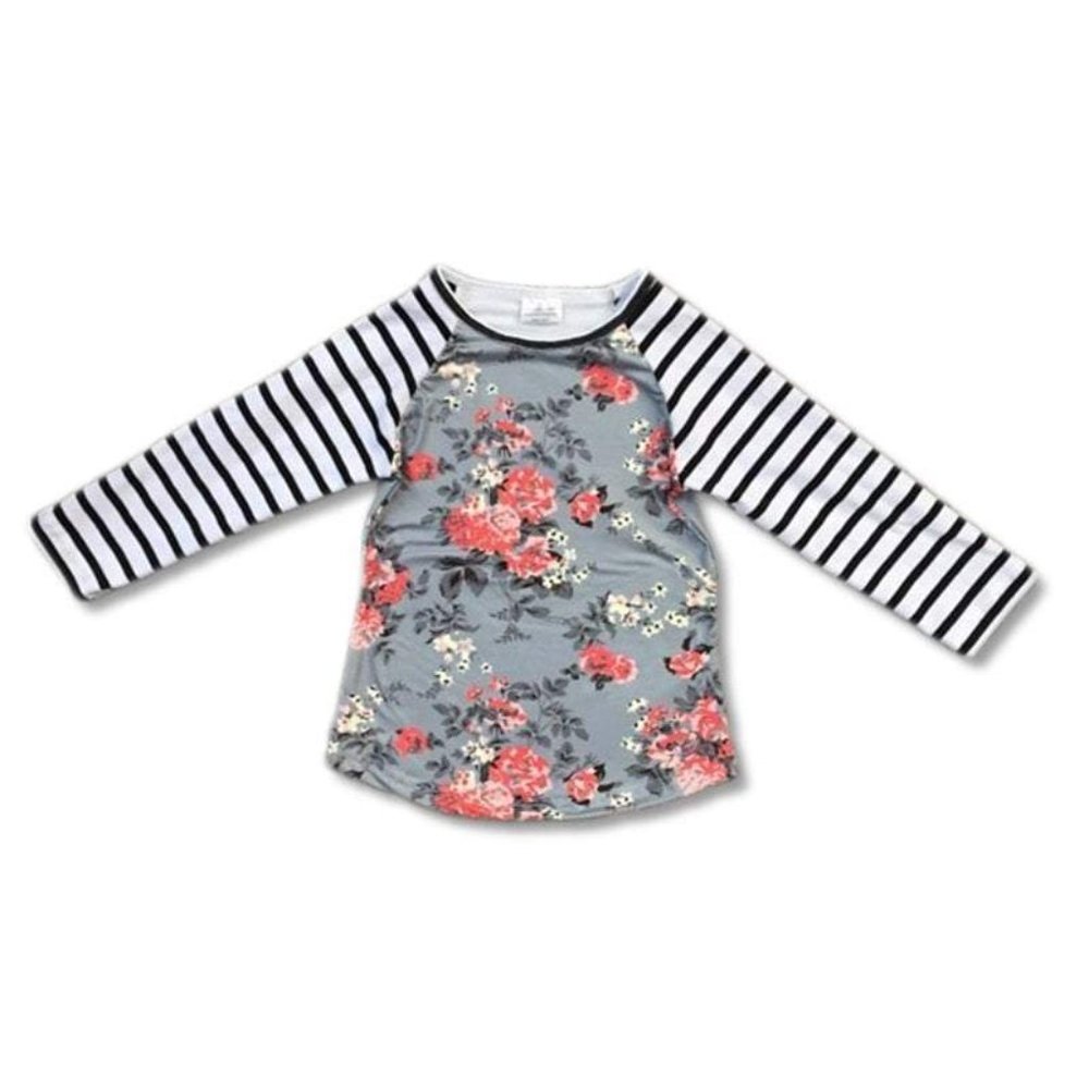 Grey Floral Long Sleeved Shirt